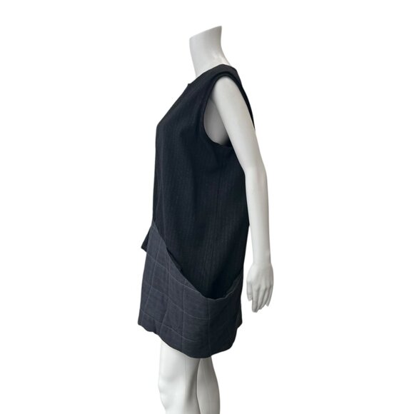 Ann Everett Black Pinstripe Pullover Quilted Puffer Tunic Dress one size - Picture 6 of 7